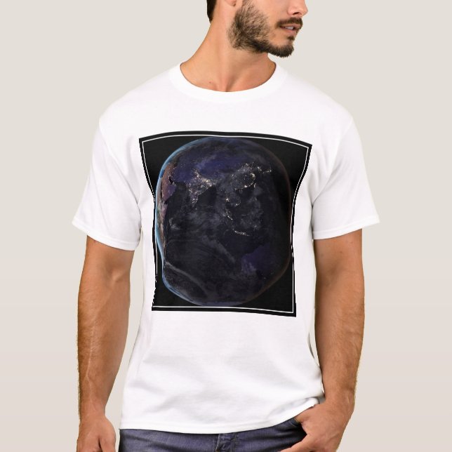 Full Earth Showing City Lights Of Asia At Night. T-Shirt (Front)