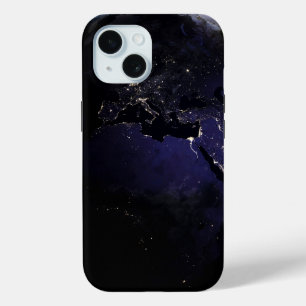 Full Earth Showing City Lights Of Europe At Night. iPhone 15 Case