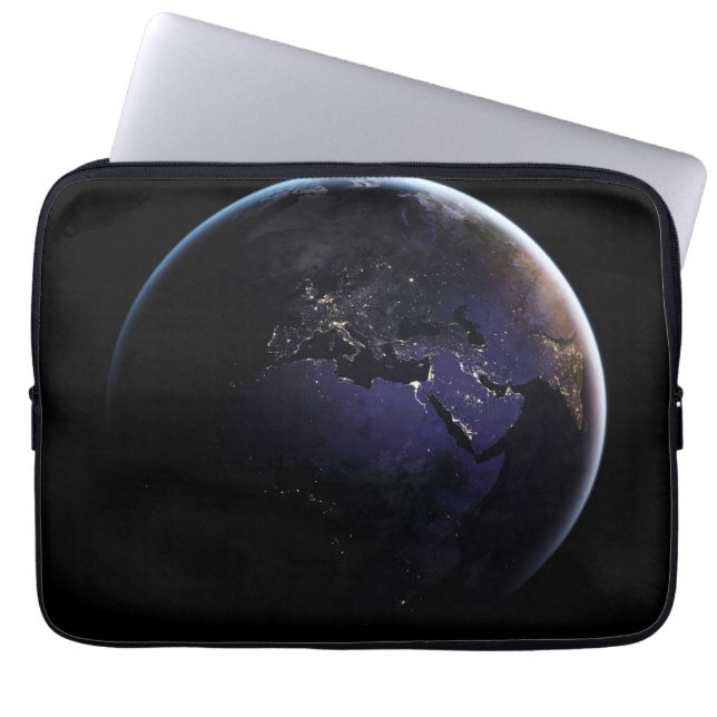 Full Earth Showing City Lights Of Europe At Night. Laptop Sleeve (Front)