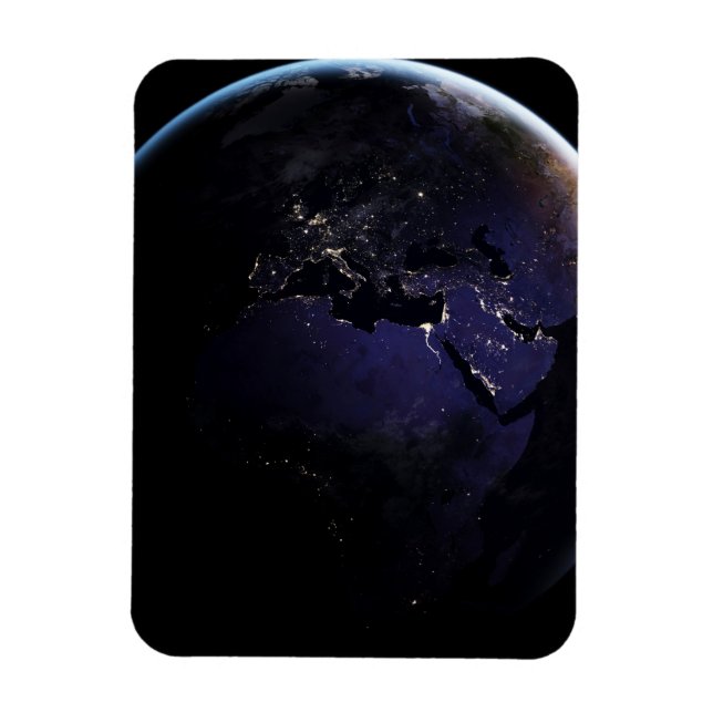 Full Earth Showing City Lights Of Europe At Night. Magnet (Vertical)