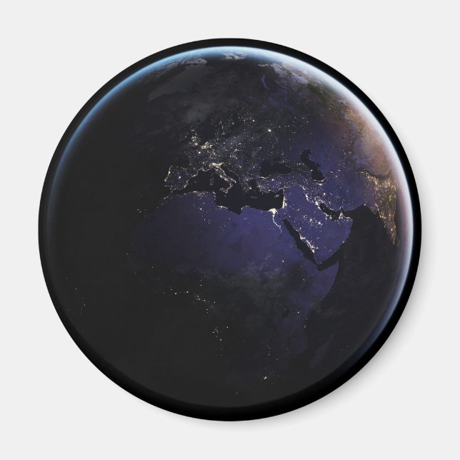 Full Earth Showing City Lights Of Europe At Night. Magnet (Front)