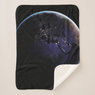 Full Earth Showing City Lights Of Europe At Night. Sherpa Blanket