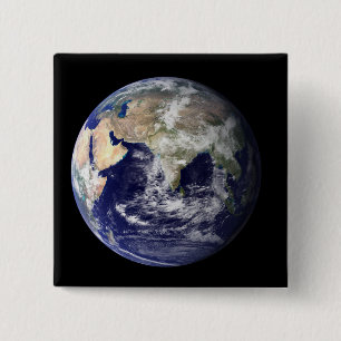 Full Earth showing Europe and Asia 15 Cm Square Badge