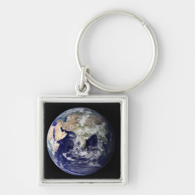 Full Earth showing Europe and Asia Key Ring (Front)