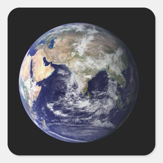 Full Earth showing Europe and Asia Square Sticker (Front)
