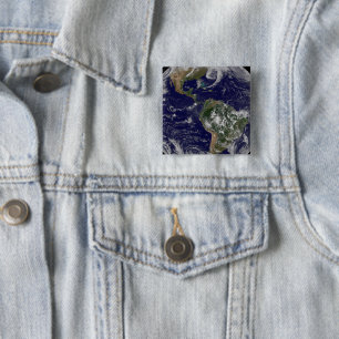 Full Earth Showing Low Pressure Systems. 15 Cm Square Badge