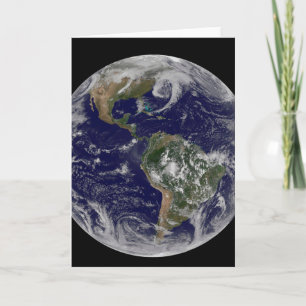 Full Earth Showing Low Pressure Systems. Card