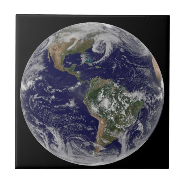 Full Earth Showing Low Pressure Systems. Ceramic Tile (Front)