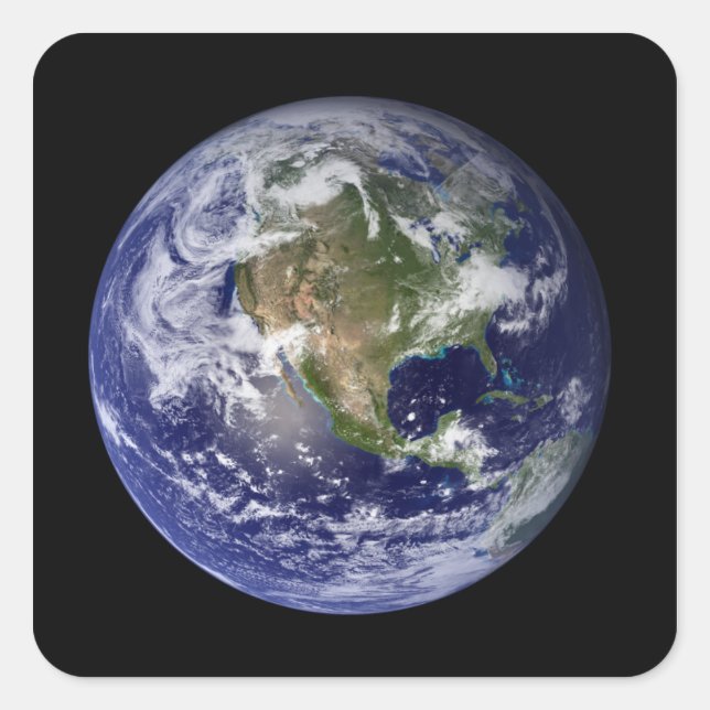 Full Earth showing North America 3 Square Sticker (Front)