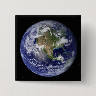 Full Earth showing North America 4 15 Cm Square Badge