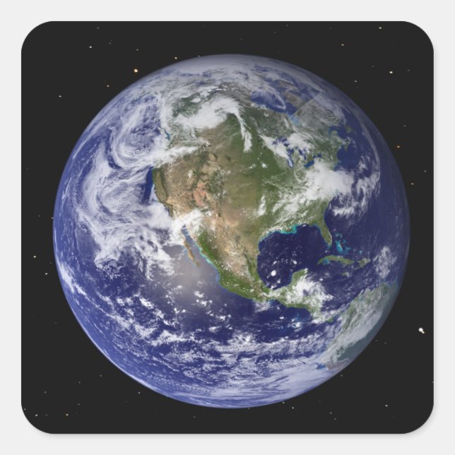 Full Earth showing North America 4 Square Sticker (Front)