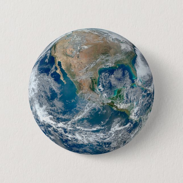 Full Earth Showing North America And Mexico. 6 Cm Round Badge (Front)