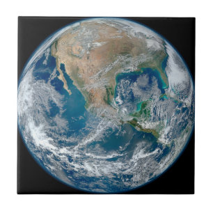 Full Earth Showing North America And Mexico. Ceramic Tile