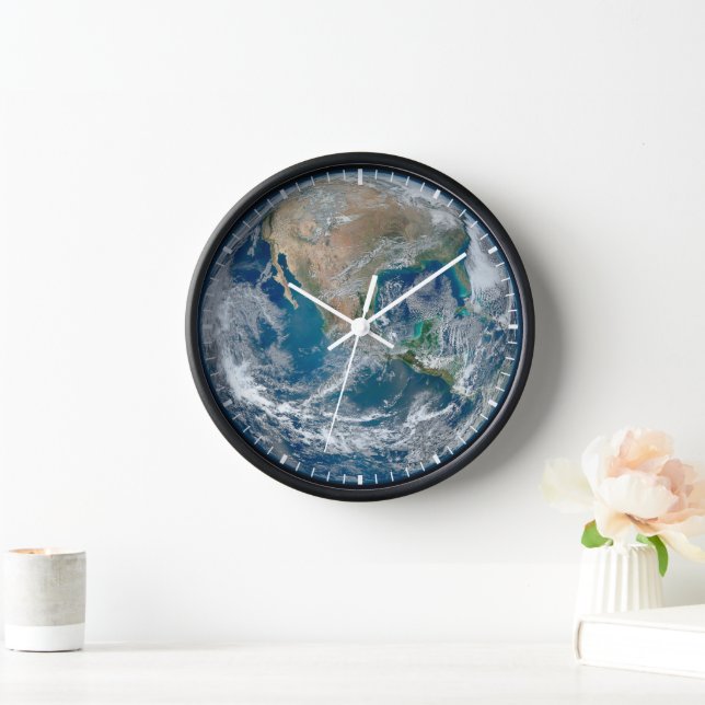 Full Earth Showing North America And Mexico. Clock (Home)
