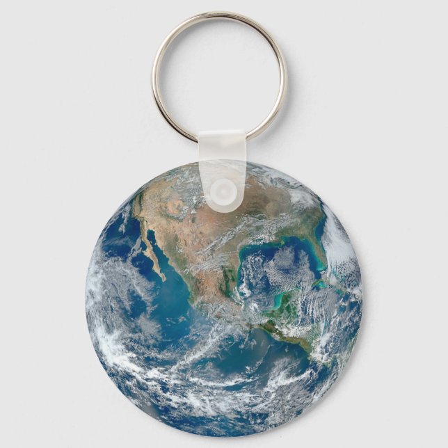 Full Earth Showing North America And Mexico. Key Ring (Front)