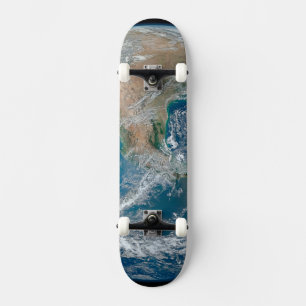 Full Earth Showing North America And Mexico. Skateboard