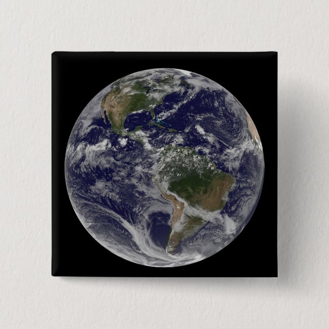 Full Earth showing North America and South Amer 15 Cm Square Badge (Front)