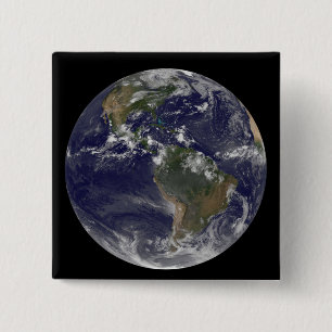 Full Earth showing North America and South Amer 2 15 Cm Square Badge