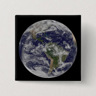 Full Earth showing North America and South Amer 4 15 Cm Square Badge