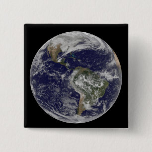 Full Earth showing North America and South Amer 6 15 Cm Square Badge