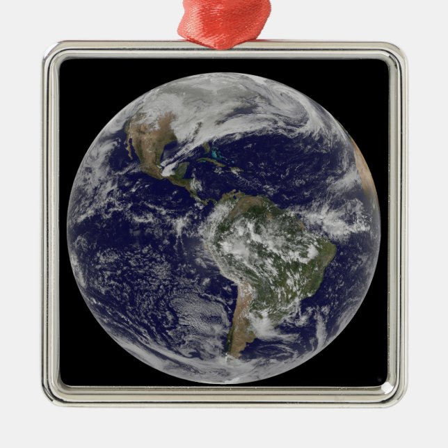 Full Earth showing North America and South Amer 6 Metal Ornament (Front)
