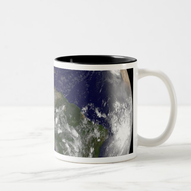 Full Earth showing North America and South Amer 7 Two-Tone Coffee Mug (Right)