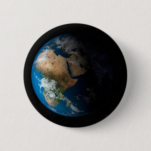 Full Earth Showing Simulated Clouds Over Africa. 6 Cm Round Badge