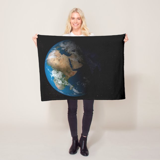 Full Earth Showing Simulated Clouds Over Africa. Fleece Blanket (In Situ)