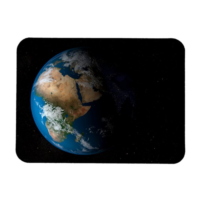 Full Earth Showing Simulated Clouds Over Africa. Magnet (Horizontal)