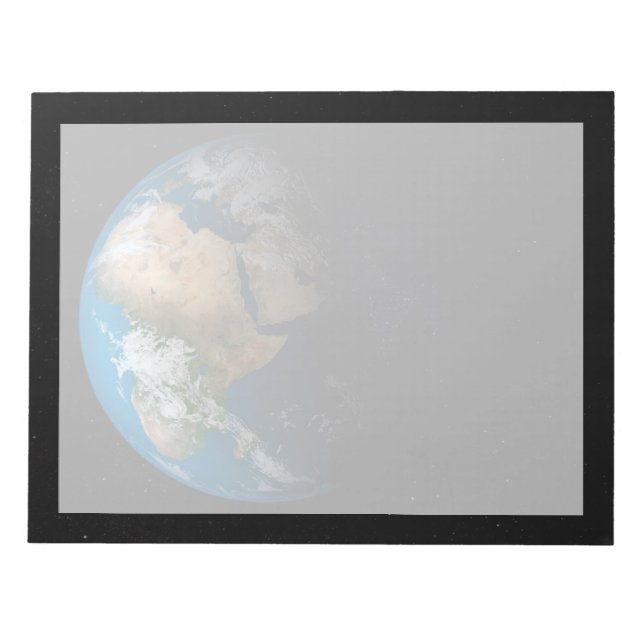 Full Earth Showing Simulated Clouds Over Africa. Notepad (Front)