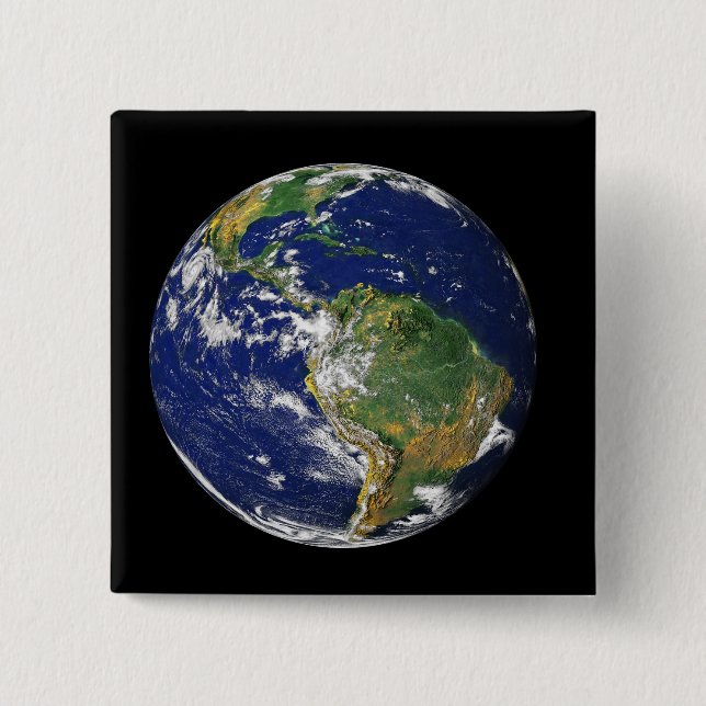 Full Earth showing South America 15 Cm Square Badge (Front)