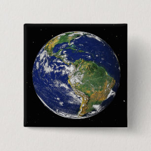 Full Earth showing South America 2 15 Cm Square Badge