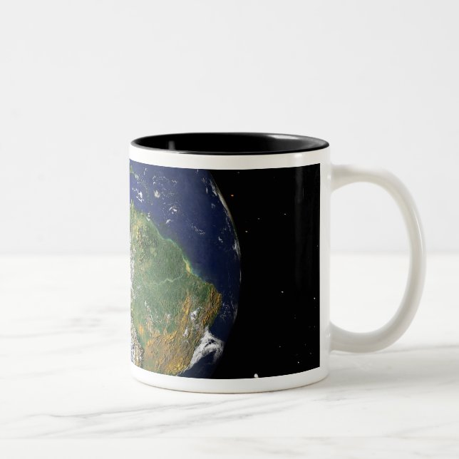 Full Earth showing South America 2 Two-Tone Coffee Mug (Right)