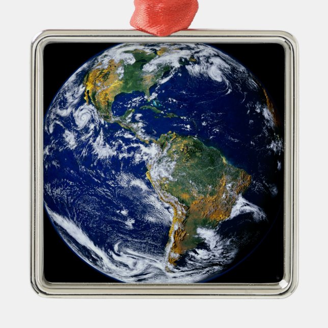Full Earth Showing The Americas Metal Tree Decoration (Front)