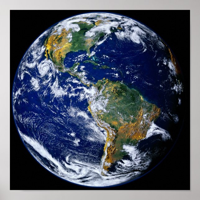 Full Earth Showing The Americas Poster (Front)