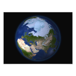 Full Earth showing the Arctic region Photo Print