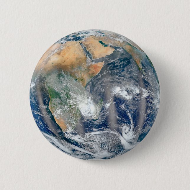 Full Earth Showing The Eastern Hemisphere. 6 Cm Round Badge (Front)