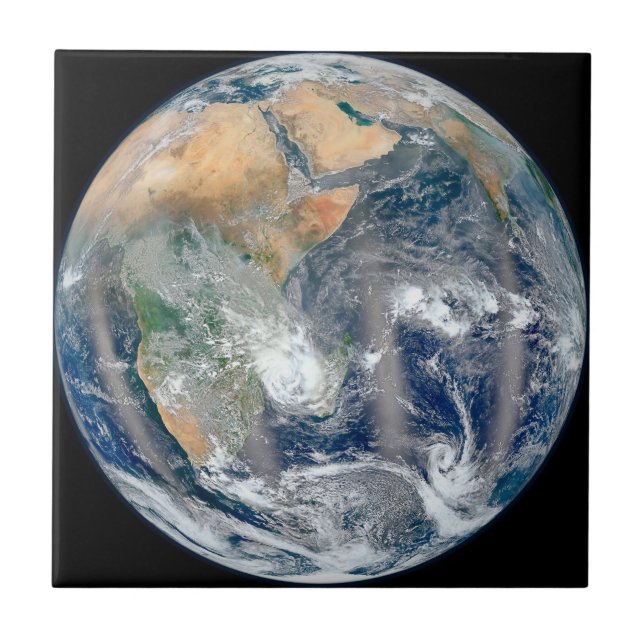 Full Earth Showing The Eastern Hemisphere. Ceramic Tile (Front)