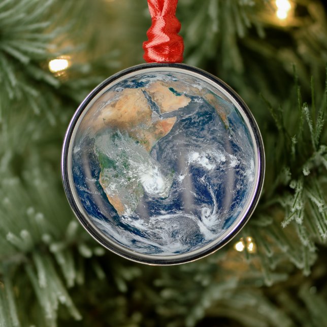 Full Earth Showing The Eastern Hemisphere. Metal Ornament (Tree)