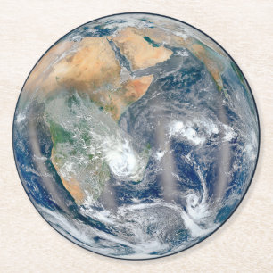 Full Earth Showing The Eastern Hemisphere. Round Paper Coaster