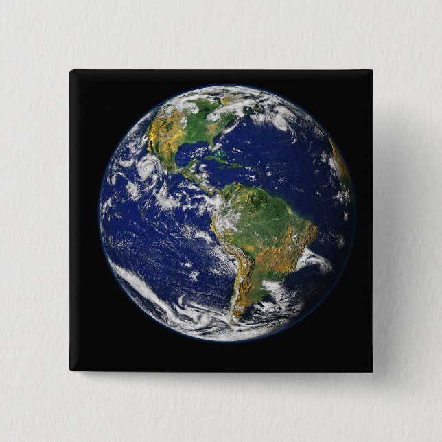 Full Earth showing the western hemisphere 15 Cm Square Badge (Front)