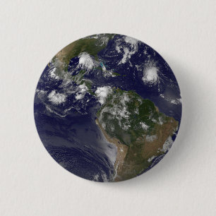 Full Earth Showing Tropical Storms In The Atlantic 6 Cm Round Badge
