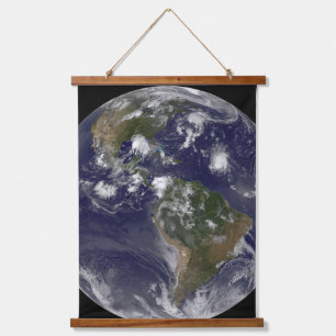 Full Earth Showing Tropical Storms In The Atlantic Hanging Tapestry