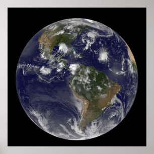 Full Earth Showing Tropical Storms In The Atlantic Poster