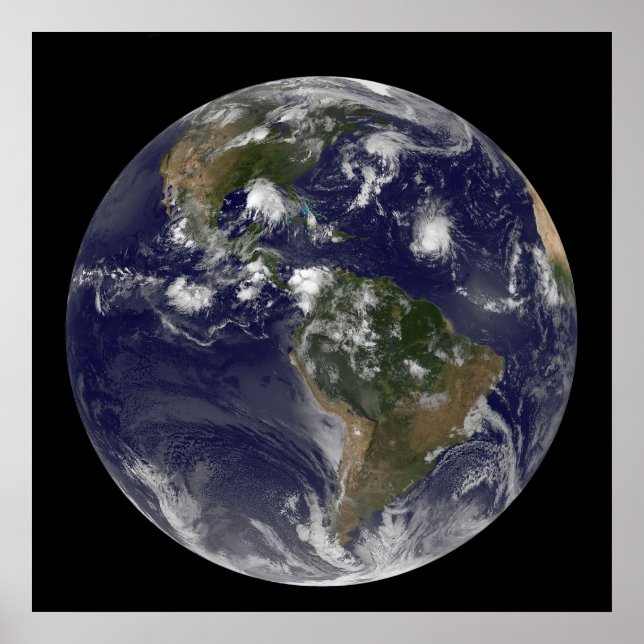 Full Earth Showing Tropical Storms In The Atlantic Poster (Front)
