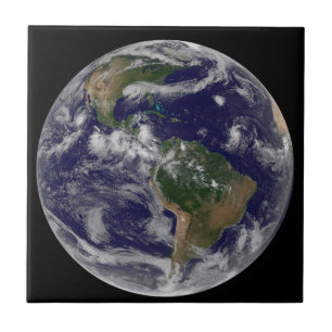 Full Earth Showing Various Tropical Storm Systems. Ceramic Tile