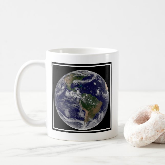 Full Earth Showing Various Tropical Storm Systems. Coffee Mug (With Donut)