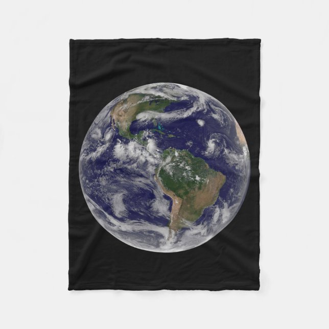 Full Earth Showing Various Tropical Storm Systems. Fleece Blanket (Front)