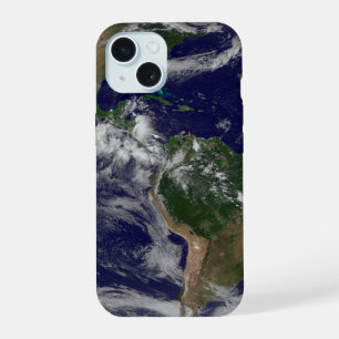 Full Earth Showing Various Tropical Storm Systems. iPhone 15 Case