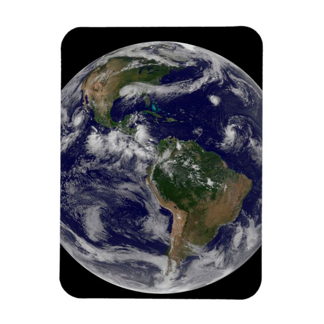 Full Earth Showing Various Tropical Storm Systems. Magnet (Vertical)